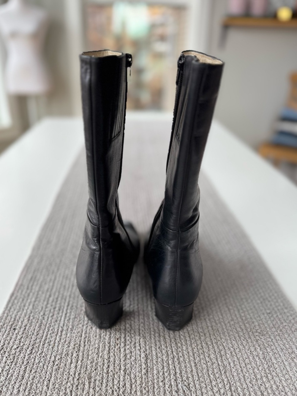Vintage Ros Hommerson Black Leather Calf High Boots Size 10 - Picture 4 of 8
